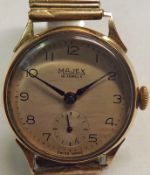 A mid 20th Century 9ct Gold Wrist Watch, Majex, the 17-jewel movement to a signed and silvered