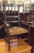 An unusual 19th Century Ormskirk styled Child’s Chair, the bobbin-turned back with head rest