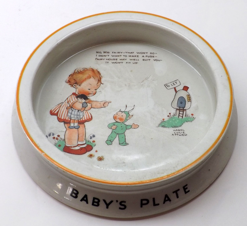 A Shelley Babies Plate, with central Mabel Lucie Attwell design, 7 ½” diameter