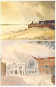 Graham Dudley Page, two Framed Watercolours, Kings Lynn Street View and View of the River Great