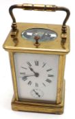 An early 20th Century French lacquered Brass repeating Carriage Alarm Clock, 4852, the silvered