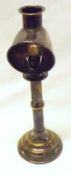 An Adjustable 19th Century Reading Candlestick, fitted with removable hood, plain knopped stem to