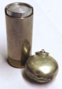 A Novelty Cartridge-shaped Brass and Silver Plated Sovereign Holder, initialled “SEH”; together with