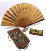 A Mixed Lot comprising: a Vintage Beadwork Bag with floral decoration; a similar Beadwork Purse