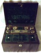 A Victorian Rosewood Vanity Box with mother-of-pearl vacant nameplate and similar escutcheon,