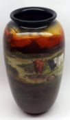 A large Doulton Burslem tapering wide-necked Vase, decorated with a Highland scene with cattle and