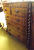 A Victorian Mahogany Large Scotch Chest, bow front, two short over three width graduated drawers,