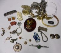 A Mixed Lot of Jewellery including Silver Ingot Pendant, Silver Filigree Bracelet plus Bangle,