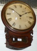 A late 19th Century Mahogany Cased Drop Dial Timepiece, the Mahogany surround to a glazed trunk with