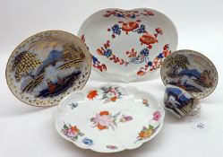 A Mixed Lot comprising: a shaped oval Coalport Feltspar Dish decorated with floral sprays;