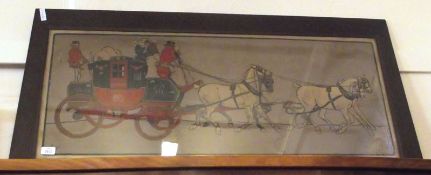 A Coloured Print, After Cecil Aldin, depicting the Glasgow to London and Royal Mail Coach, 16” x 41”