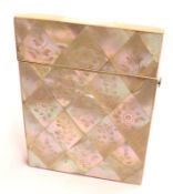A Victorian Mother-of-Pearl Rectangular Card Case, decorated with engraved foliage detail, 4” high