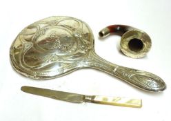 A Mixed Lot comprising: a Chester hallmarked Dressing Table Hand Mirror, George III Birmingham