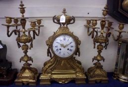 A 2nd half of the 19th Century French Three Piece Clock Garniture, Charpentier A Paris, the drum-