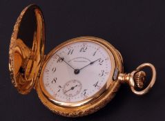 An early 20th Century American Full Hunter keyless Fob Watch, AWW Co “Lady Waltham”, 12587996, the