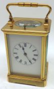 A late 19th Century French lacquered Brass repeating Carriage Clock, R & Co – Paris, the replacement