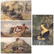 A Mixed Lot of four various assorted Framed Pictures to include Maple Framed Print of young lady