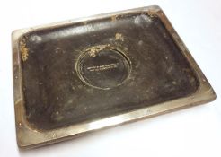 A Victorian Desk Tray, with leather trimmed interior and central round depressed inkstand area,