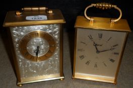 A Mixed Lot comprising: two various late 20th Century Timepieces, each in lacquered brass cases with