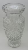 A large 20th Century Cut Glass Tapering Vase, 12” high