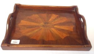 A Decorative Two-Handled Small Rectangular Tray, the centre inscribed with the letter “M” within