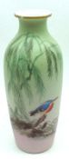 An ornate Oriental Baluster Vase of tapering form, well-painted in colours with kingfisher and