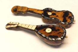 Two early 20th Century Italian Tortoiseshell and Mother-of-Pearl Mounted Miniature Musical