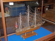 A scratch built Wooden Model of a Three Masted Clipper Ship “Thermopylae”, well-made with detailed