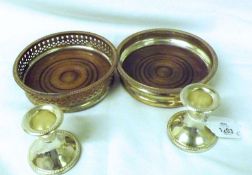 Two Silver Plated (on Copper) Circular Coasters, one with pierced sides and the other with a