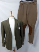 A Gents Yorkshire Tweed Hacking style Jacket, together with a pair of Harry Hall Brown Twill