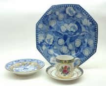 A Mixed Lot: a 19th Century Octagonal Brameld Plate decorated with blue floral sprays; together with