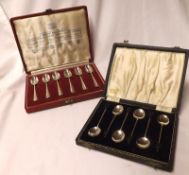 A Mixed Lot: a cased set of Bean End Coffee Spoons, Birmingham 1921; together with a further cased