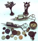 A Box of various mixed items to include a pair of Silver Plated Candle Snuffers, various assorted