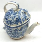 A Wedgwood Patent Syp Teapot, decorated in Peony pattern (some chips to spout and hairline to