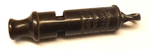 A Vintage Police Whistle, The Metropolitan Patent J Hudson & Co, 13 Barr Street, Birmingham, 3” long