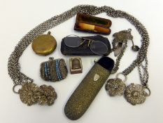 A mixed lot of mostly Victorian Accessories to include: Cased Pince-nez Spectacles, yellow metal