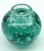 A 20th Century Aqua Glass Studio Vase with bubble design, 4 ½” high