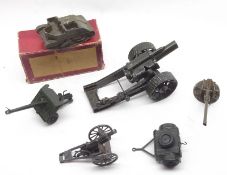 Britains Open Tank Field Gun Ammunition Carrier; together with three various Anti-Aircraft Guns