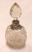 A 20th Century Clear Glass Scent Bottle with cut detail and stopper, fitted with a Sheffield