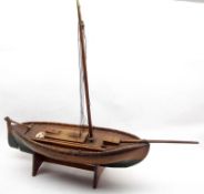 An early 20th Century scratch-built Model of a Wherry type Boat, polished wooden construction with