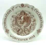 A Royal Worcester Coronation Celebration 1902 Plate, decorated with Edward VII and Alexandra plus