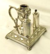 An Edwardian Electroplated Table Cigar Lighter with three sections to the top, of vase and