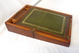 A Victorian Mahogany Writing Box with vacant brass inset and plain escutcheon, 12” wide