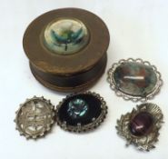 A Mixed Lot including an early/mid-20th Century Engine-Turned Metal Ring Box with thistle design