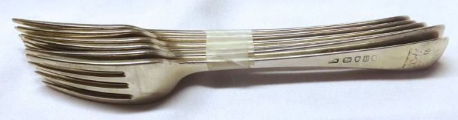 A set of six George III Old English pattern Table Forks, London 1797, approx 12 oz, Maker’s Mark WS