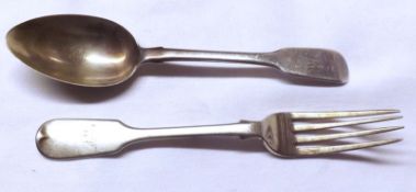 A Victorian Fiddle pattern Dessert Fork, London 1857; together with a further Dessert Spoon,