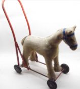 Lines Bros Tri-ang Toys, Push-Along Horse, mohair and fibro covered body (extensive loss to fur),