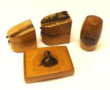 A Mixed Lot of small Mauchline Ware Items: a small Rectangular Box decorated with bust of Lord