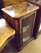 A Victorian Walnut Music Cabinet with inlaid and marquetry decoration, canted corners, singled