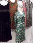 A good collection of mostly 1950s Ladies Dresses to include, two Printed Silk Day Dresses labelled